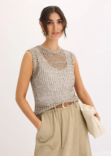 Top en grosse maille ajourée, bonprix