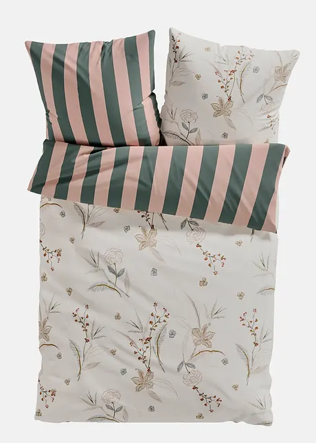 Parure de lit réversible, face fleurs et face rayures, bonprix