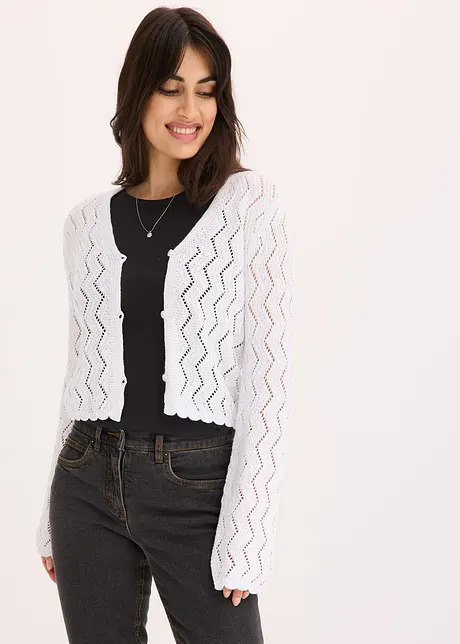 Gilet en maille aspect crochet, bonprix