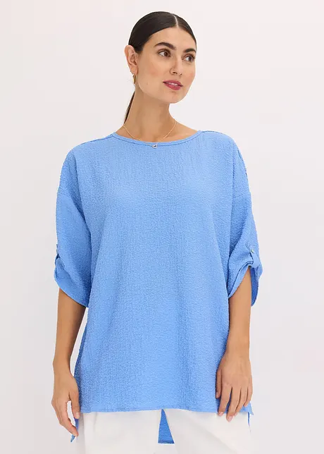 Blouse texturée avec bande de dentelle, bonprix