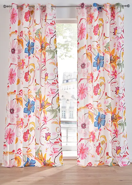Voilage à imprimé floral en polyester recyclé (1 pce), bonprix