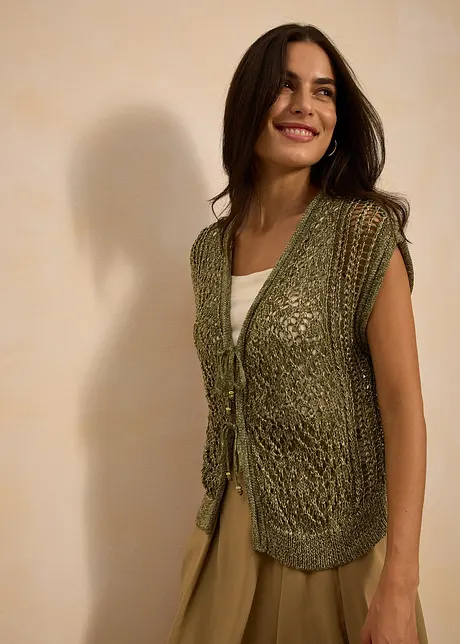 Gilet sans manches en maille ajourée, bonprix