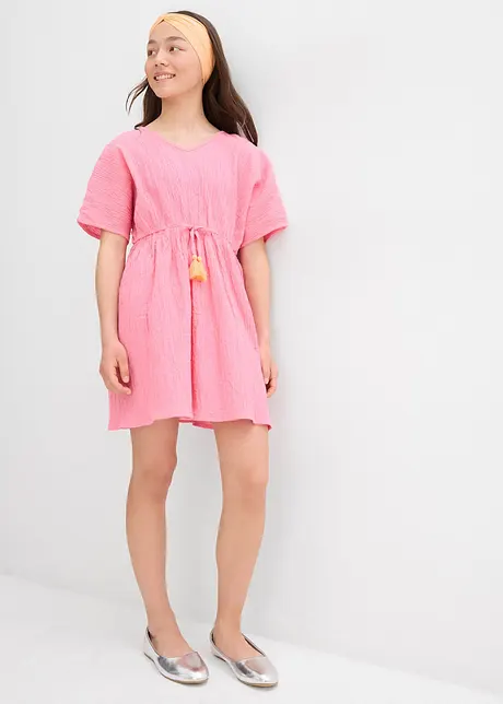 Robe caftan en coton froissé, bonprix