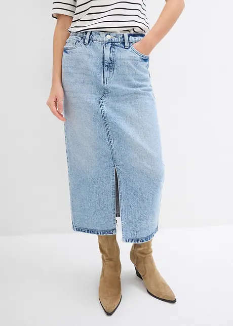 Jupe midi en jean, bonprix
