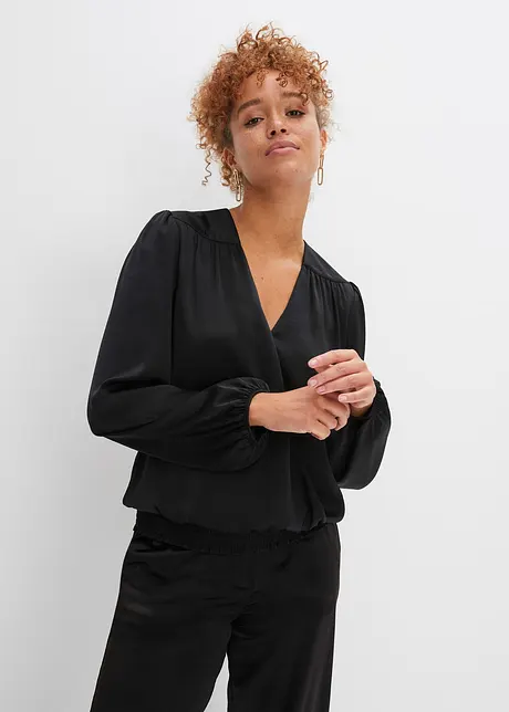 Blouse en satin style portefeuille, bonprix