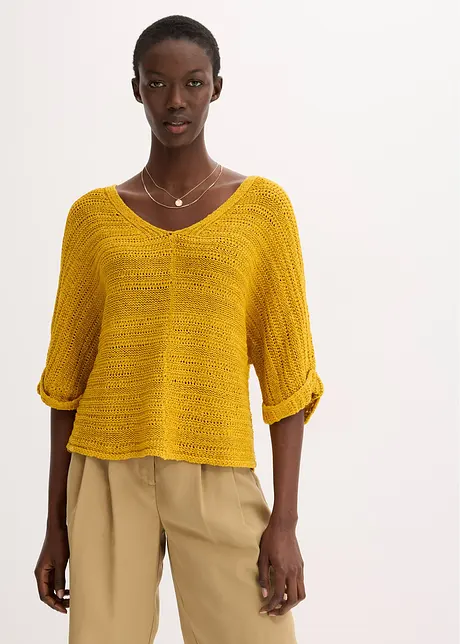 Pull en maille ajourée, bonprix