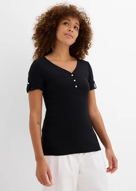 T-shirt col tunisien 100% coton, bonprix