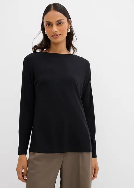 T-shirt manches longues en viscose extensible, bonprix