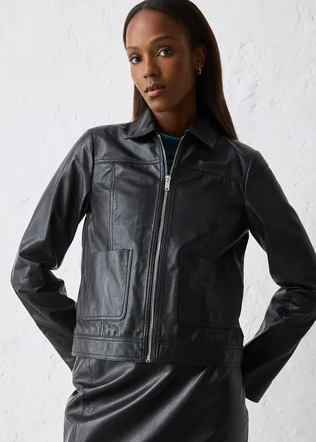 Veste en cuir, bonprix
