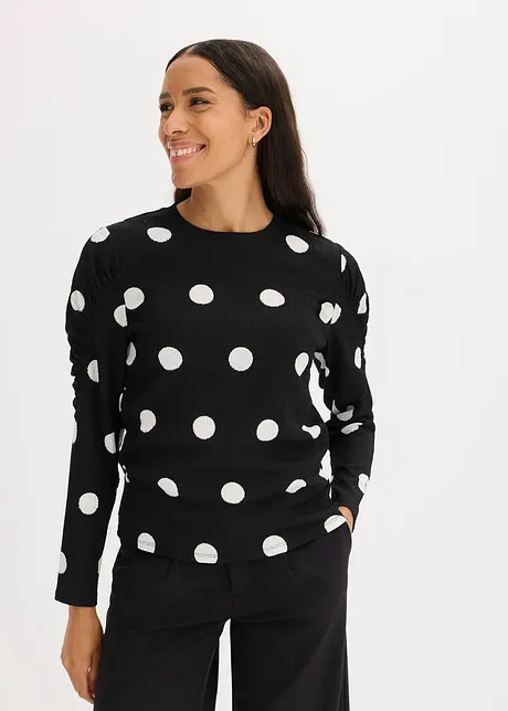 T-shirt manches longues en crêpe texturé, bonprix