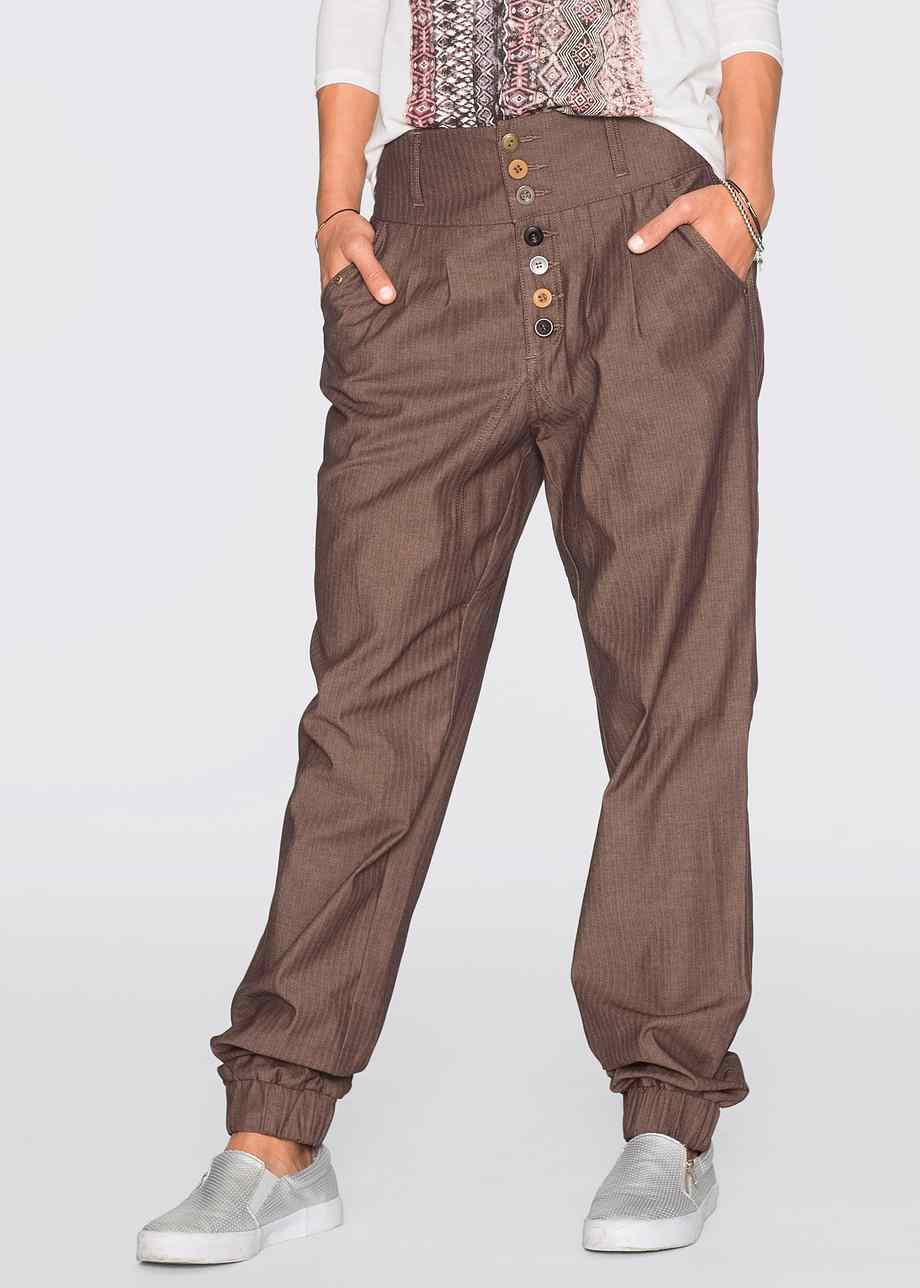 Pantalon avec patte de boutonnage descendue noir Femme RAINBOW bonprixwa.be