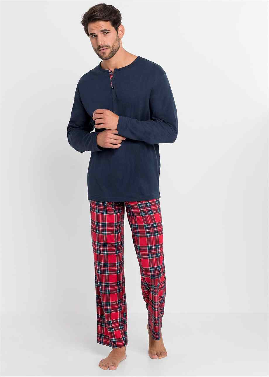 Pyjama Homme 2 Pièces En Coton - Haut Boutonnage Et Pantalon Ajustable - Confort Nuit Et Détente