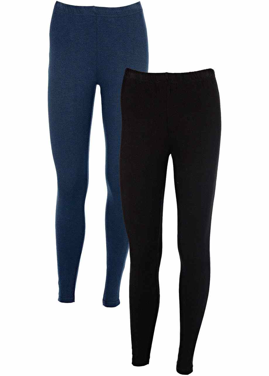 Deux leggings avec taille extensible normale confortable bleu foncé