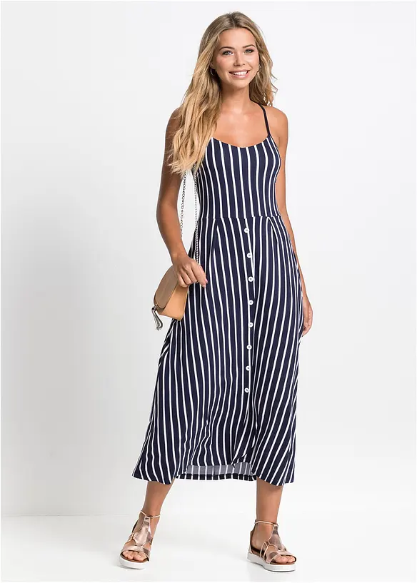 Robe estivale en jersey rayé avec jupe boutonnée, bonprix