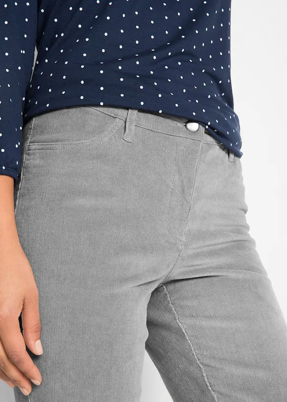Pantalon droit en velours côtelé extensible, bonprix