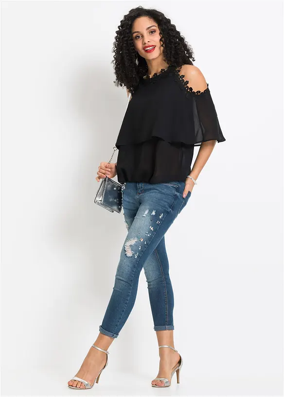 Blouse à épaules dénudées avec dentelle, BODYFLIRT