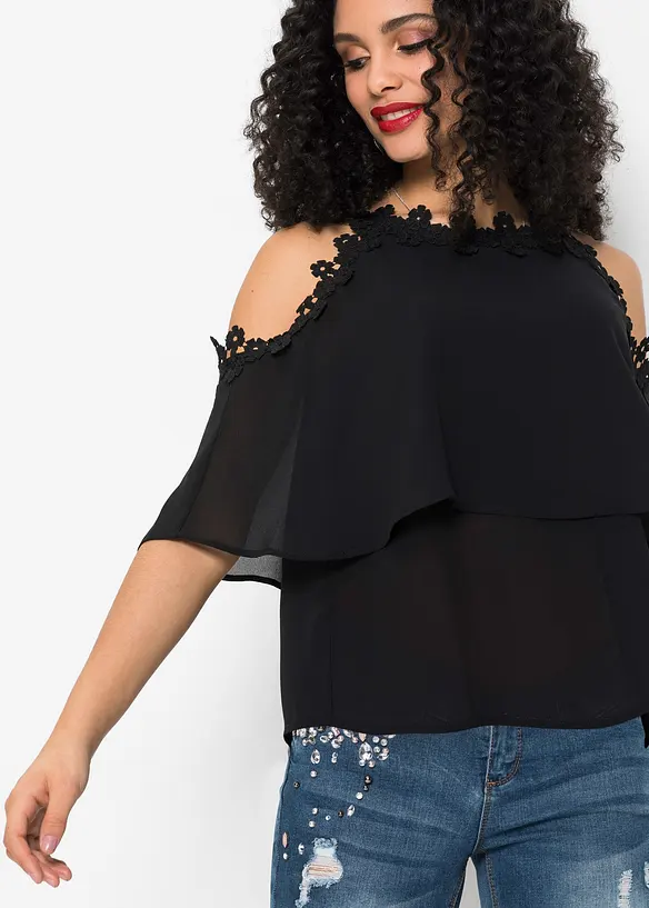 Blouse à épaules dénudées avec dentelle, BODYFLIRT