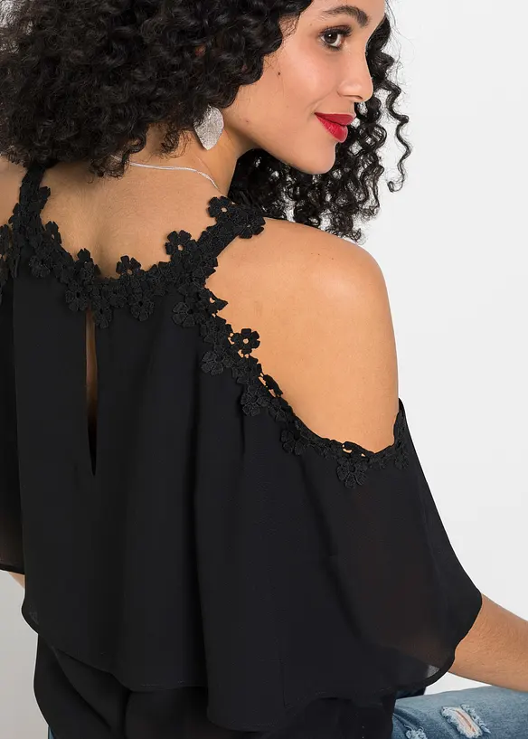 Blouse à épaules dénudées avec dentelle, BODYFLIRT