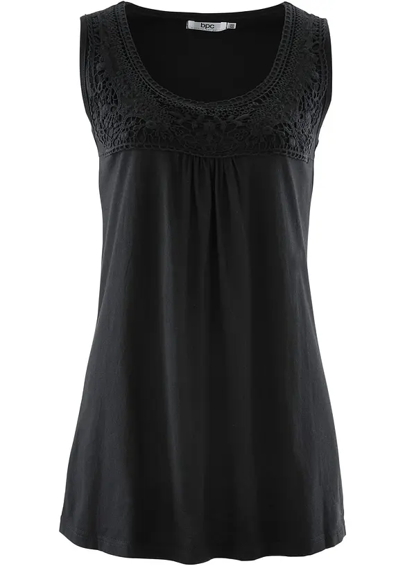 Top coton à dentelle, bonprix