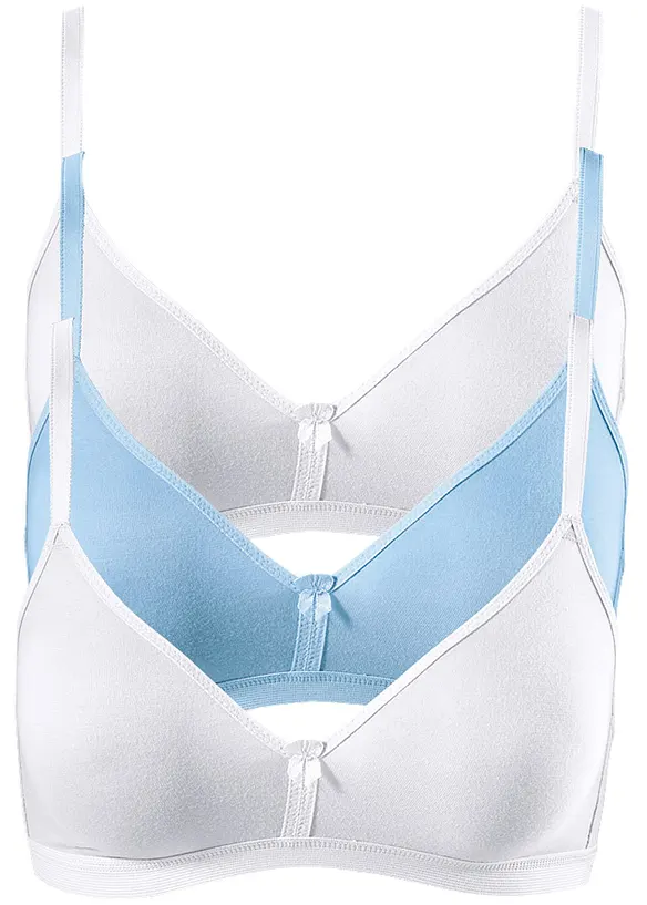 Lot de 3 soutiens-gorge coton sans armatures, bonprix