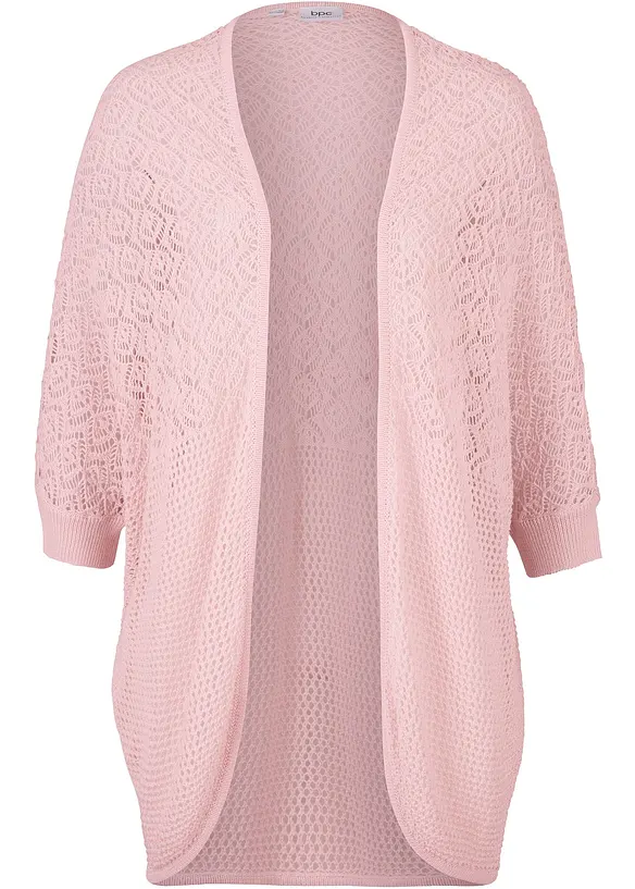 Gilet long en maille ajourée, bonprix