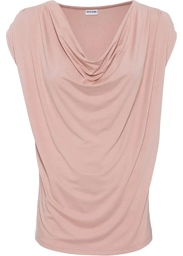T-shirt col bénitier en viscose extensible, bonprix