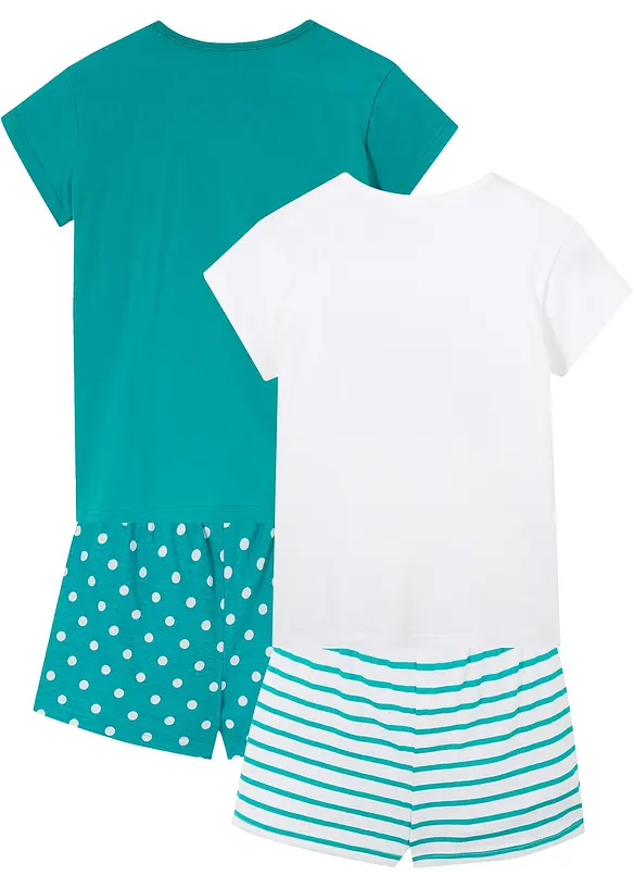 Lot de 2 pyjashorts 100% coton à manches courtes, bonprix