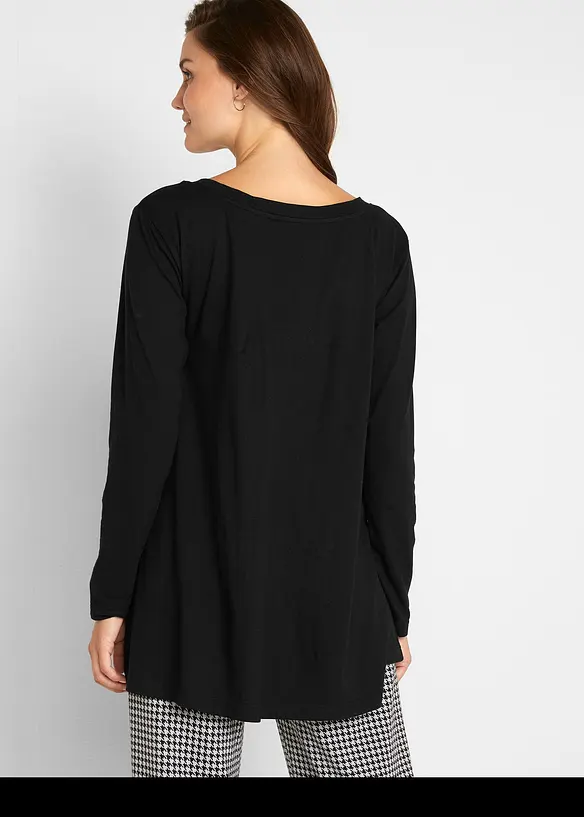 T-shirt manches longues en coton et viscose, bonprix