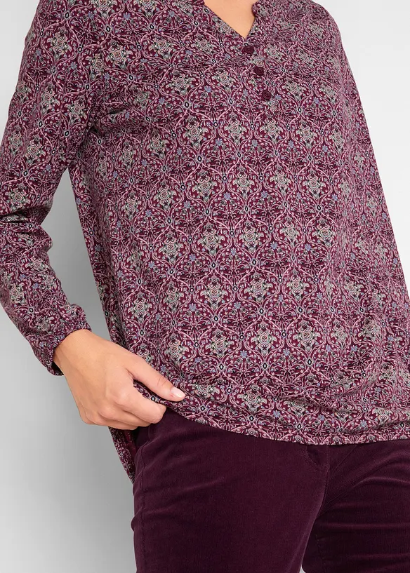 T-shirt manches longues imprimé avec col Henley, bonprix