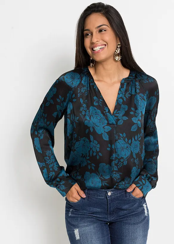 Blouse imprimée en crêpe léger, bonprix