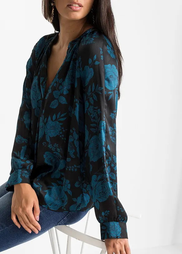 Blouse imprimée en crêpe léger, bonprix