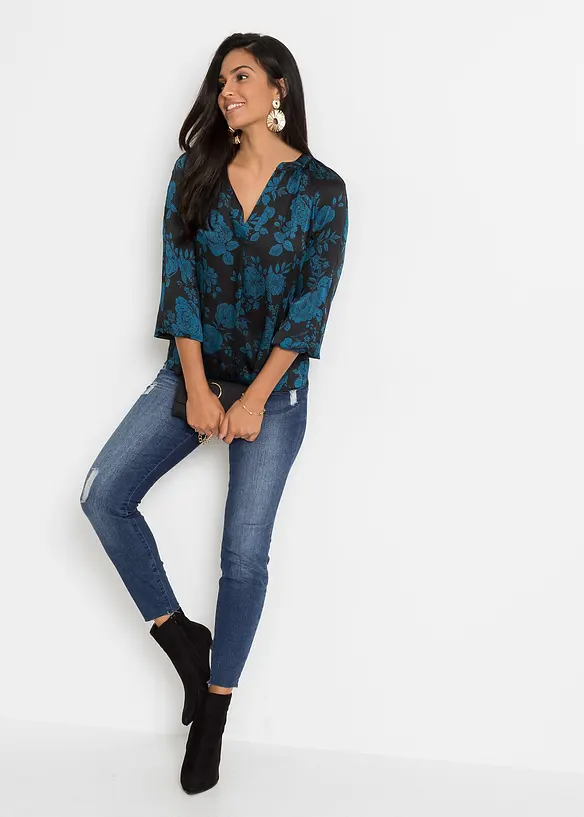 Blouse imprimée en crêpe léger, bonprix