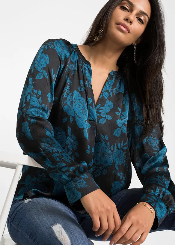 Blouse imprimée en crêpe léger, bonprix