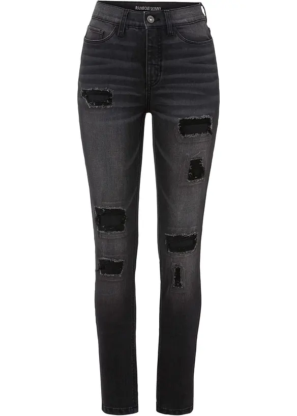 Jean Skinny avec effets déchirés, RAINBOW