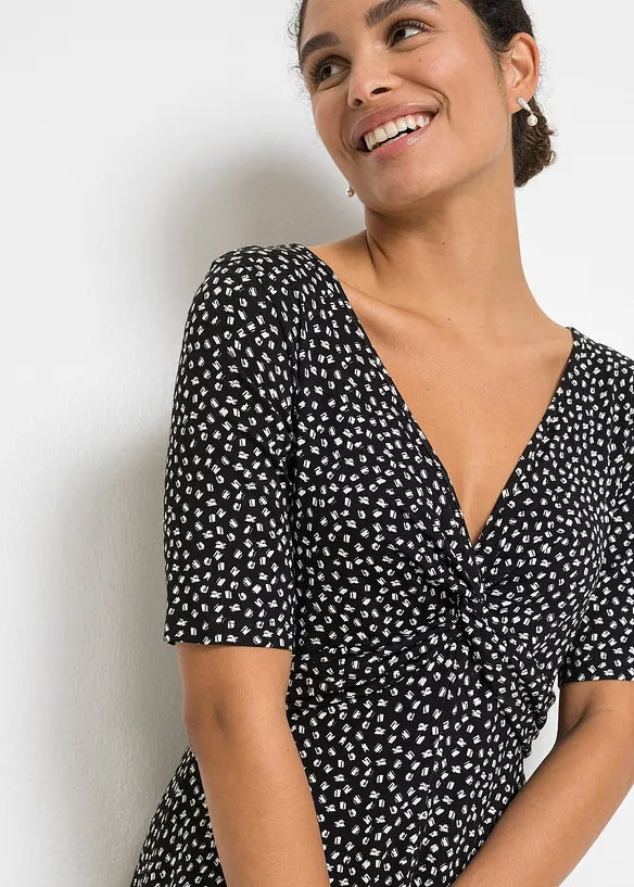 Robe en jersey imprimé avec drapé, bonprix