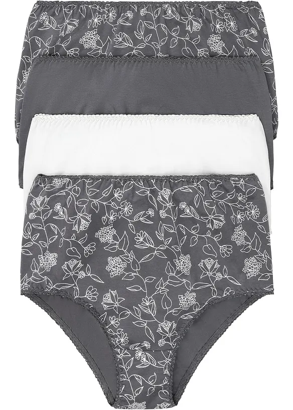 Lot de 4 slips taille haute en coton extensible confortable, bonprix