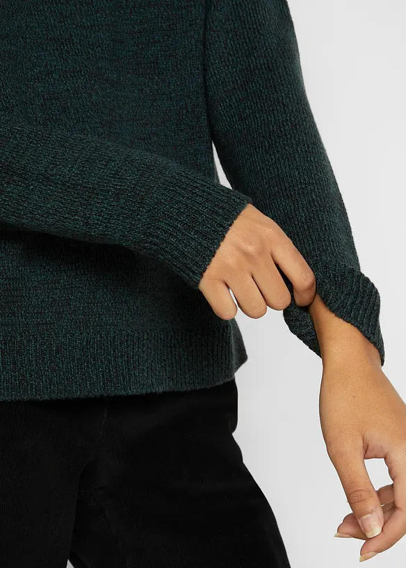 Pull en maille chinée à col rond, bonprix