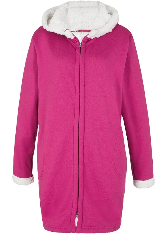 Sweat zippé à capuche avec polaire peluche, bonprix