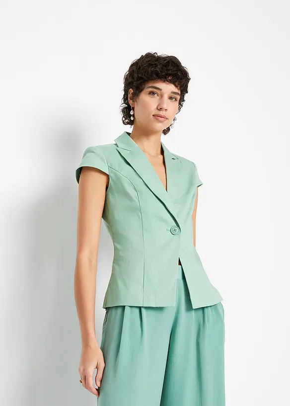 Blazer à manches courtes en satin de coton, bonprix