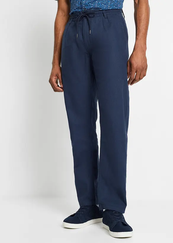 Pantalon jogger droit en lin mélangé, loose, bonprix