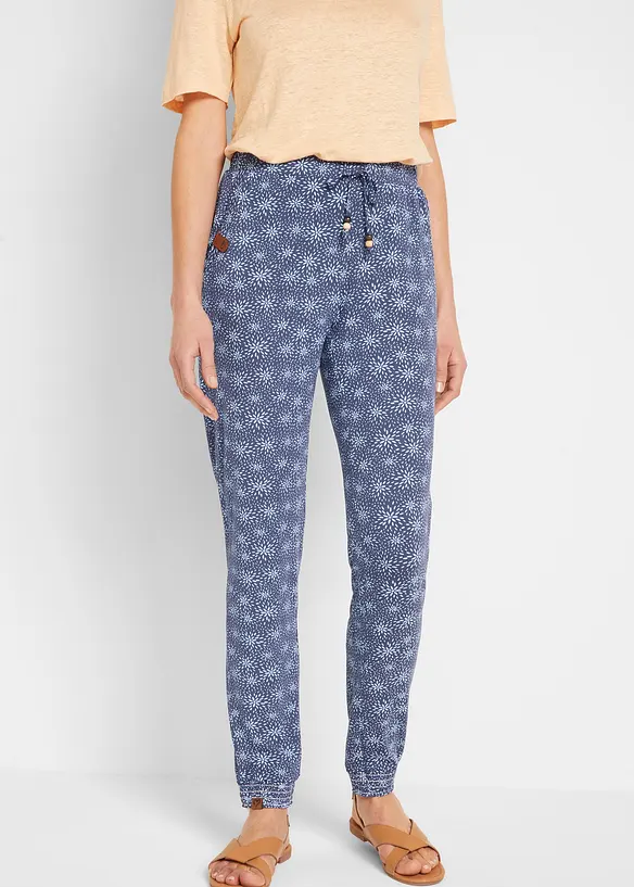 Pantalon doux en jersey viscose extensible avec imprimé, bonprix