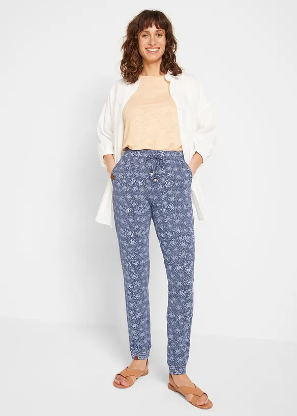 Pantalon doux en jersey viscose extensible avec imprimé, bonprix
