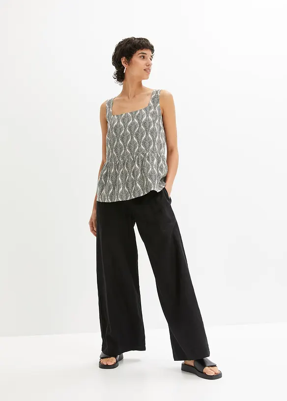 Pantalon large et léger en lin mélangé, bonprix