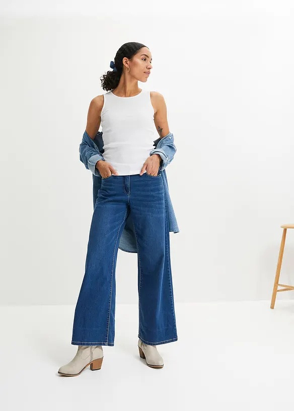 Lot de 2 tops côtelés 100% coton, bonprix