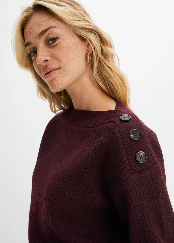 Pull oversize à boutons, bonprix