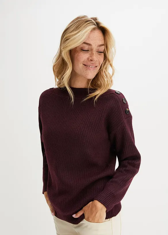 Pull oversize à boutons, bonprix