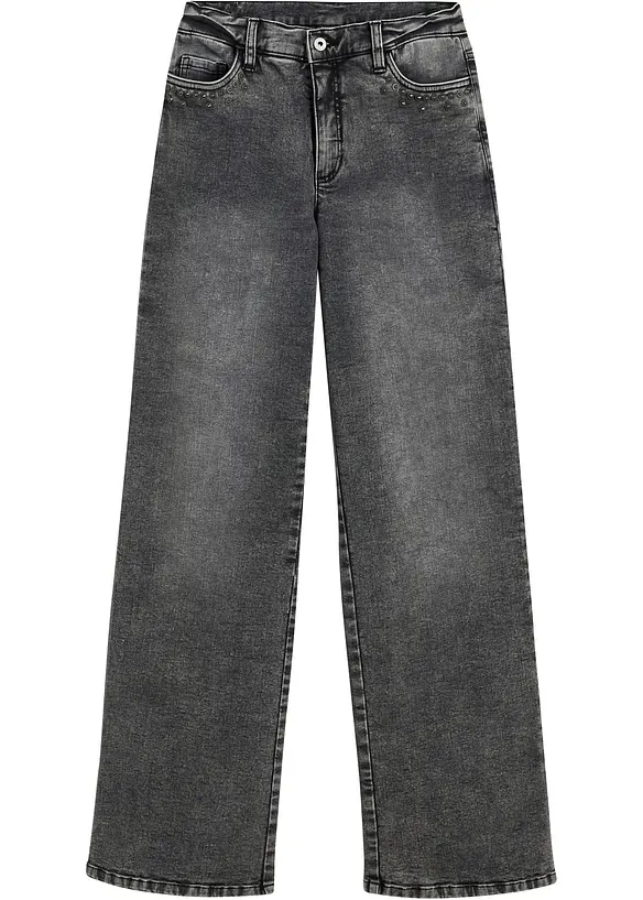 Jean large, taille haute avec rivets, bonprix