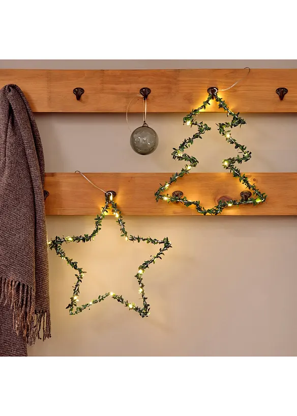 Déco suspendue LED en forme de sapin/d'étoile (ens. 2 pces), bonprix