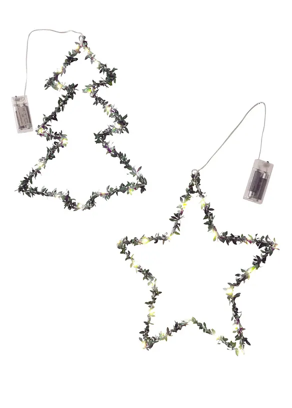 Déco suspendue LED en forme de sapin/d'étoile (ens. 2 pces), bonprix