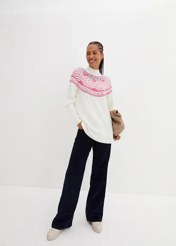 Pull norvégien avec fentes latérales, bonprix
